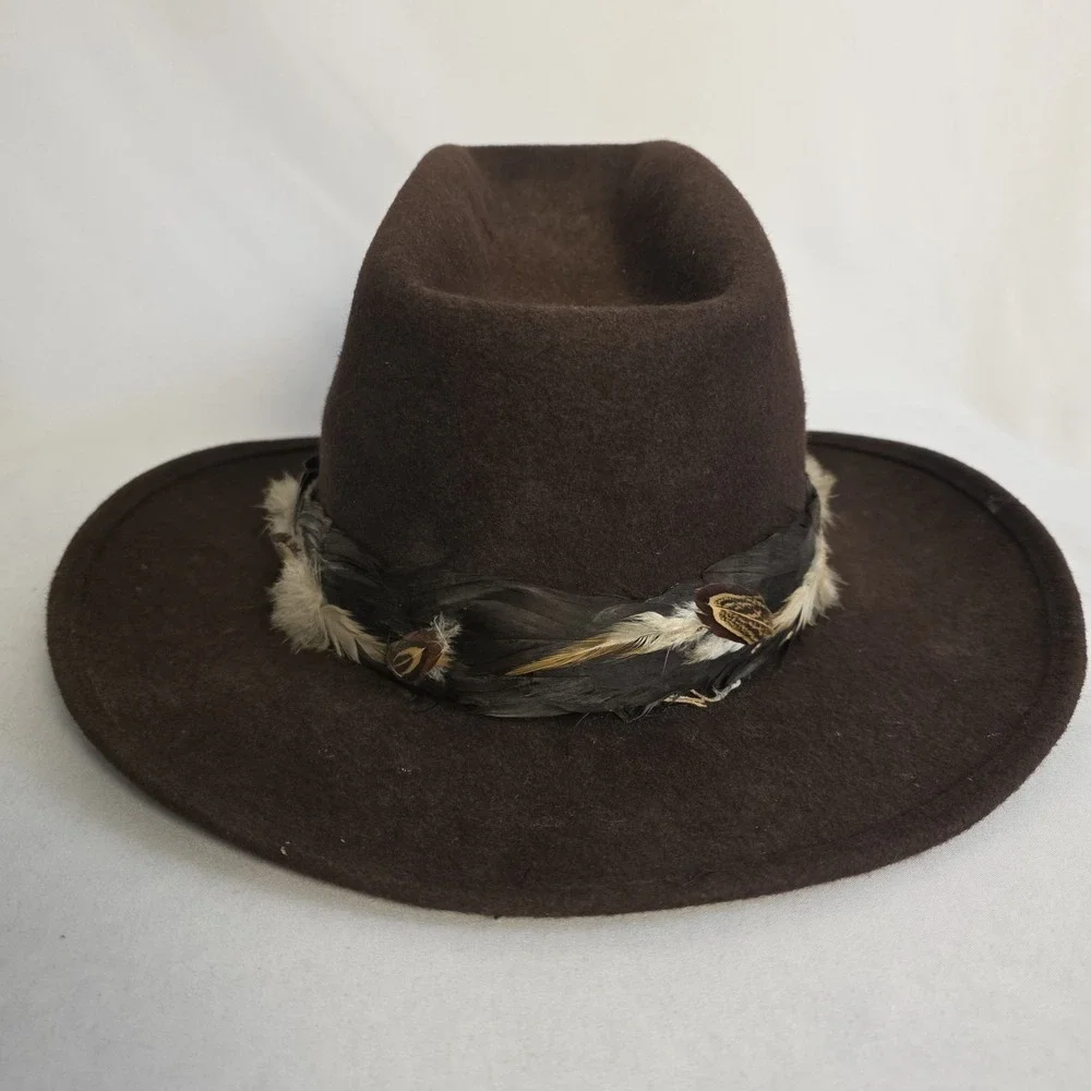 Bailey Teton Brown 7 3/8  Western Cowboy Hat USA Made 100% Wool Feather‎ Band